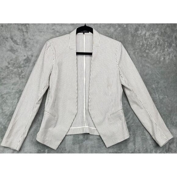 THEORY Women's Open-Front Blazer Jacket Sz‎ 8 White Striped MADE IN USA - Picture 1 of 9